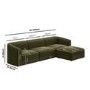 Large Olive Green Velvet Curved Modular 4 Seater Chaise Corner Sofa - Laine