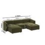 Large Olive Green Velvet 4-Seater U-Shape Modular Chaise Sofa - Laine
