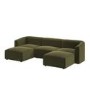 Large Olive Green Velvet 4-Seater U-Shape Modular Chaise Sofa - Laine