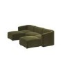 Large Olive Green Velvet 4-Seater U-Shape Modular Chaise Sofa - Laine