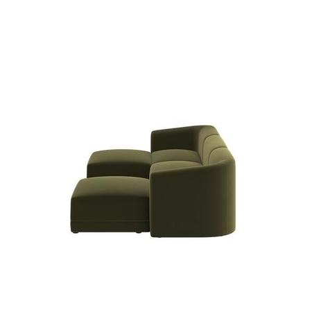 Large Olive Green Velvet 4-Seater U-Shape Modular Chaise Sofa - Laine