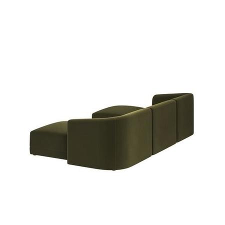 Large Olive Green Velvet 4-Seater U-Shape Modular Chaise Sofa - Laine