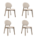 Set of 4 Cream Upholstered Dining Chairs with Dark Wood Legs - Leona