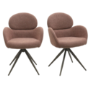 Set of 2 Brown Boucle Swivel Dining Chairs - Joelle