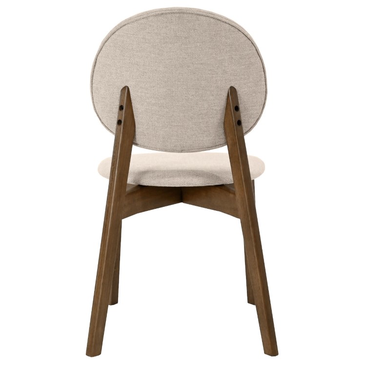 Rectangular Walnut Curved Leg Dining Table Set with 4 Cream Upholstered Chairs - Seats 4 - Leona