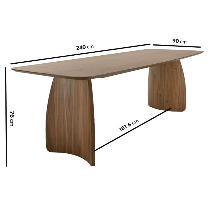 Rectangular Walnut Curved Leg Dining Table Set with 6 Cream Upholstered Chairs - Seats 6 - Leona