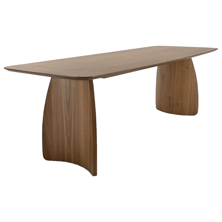 Rectangular Walnut Curved Leg Dining Table Set with 6 Cream Upholstered Chairs - Seats 6 - Leona