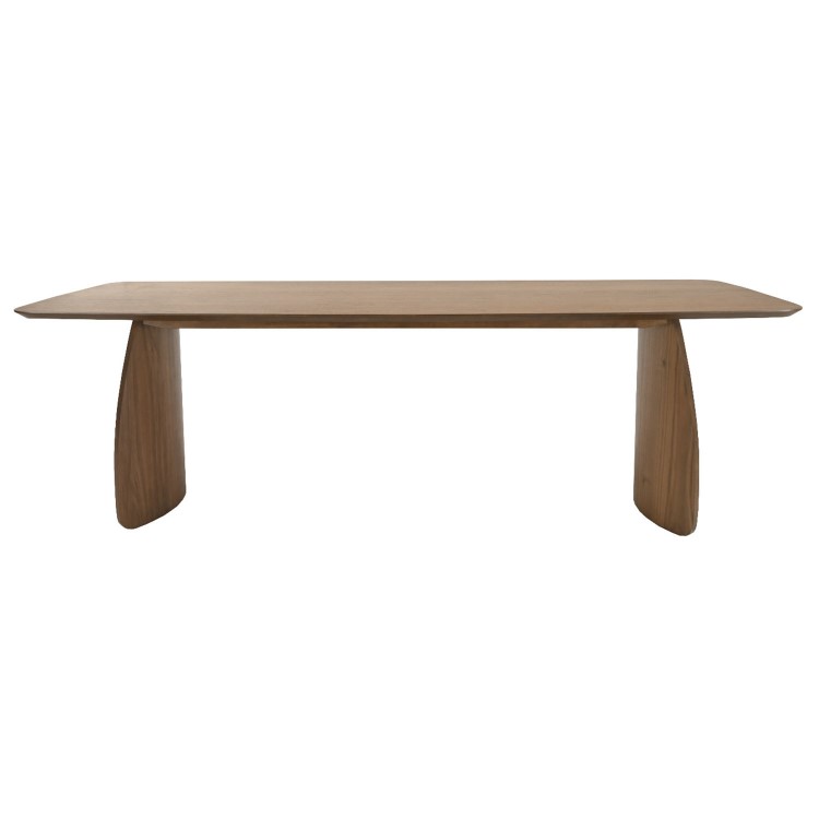Rectangular Walnut Curved Leg Dining Table Set with 6 Cream Upholstered Chairs - Seats 6 - Leona