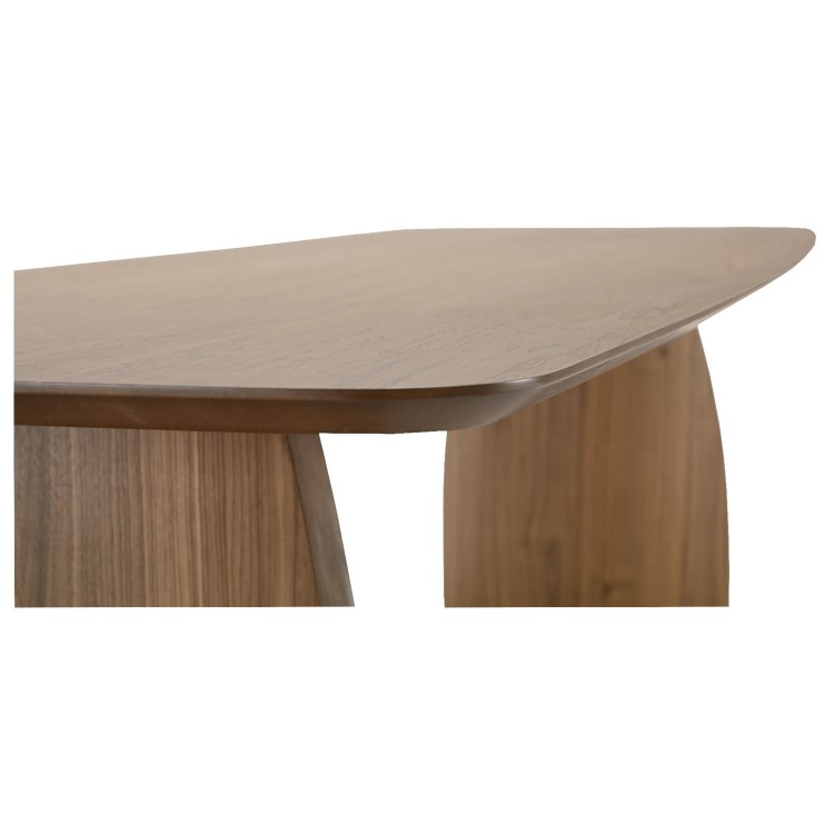 Rectangular Walnut Curved Leg Dining Table Set with 6 Cream Upholstered Chairs - Seats 6 - Leona