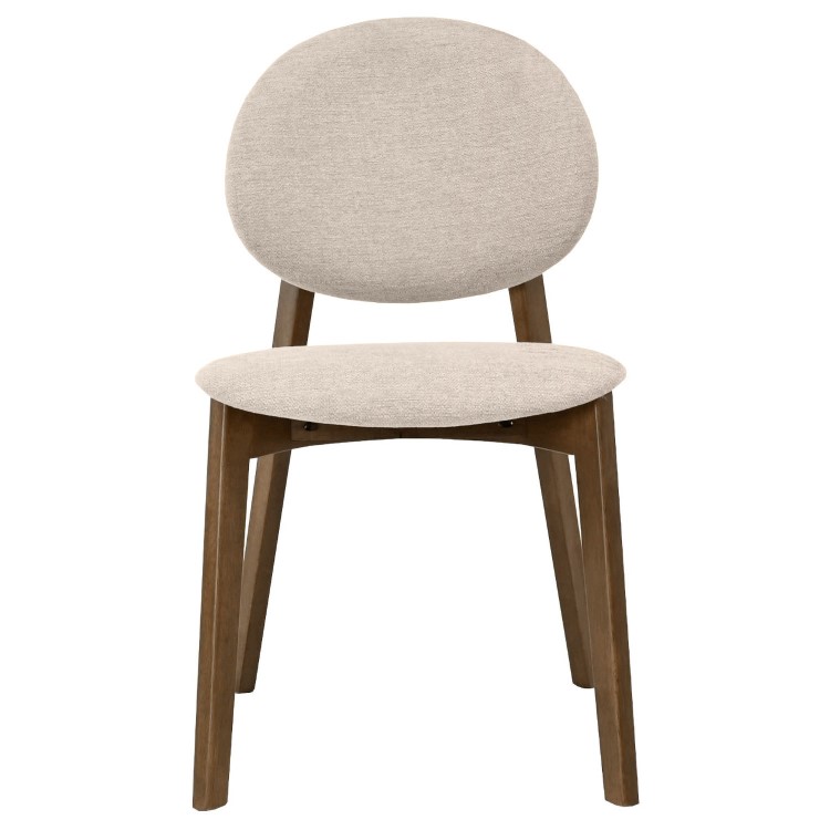 Rectangular Walnut Curved Leg Dining Table Set with 4 Cream Upholstered Chairs - Seats 4 - Leona