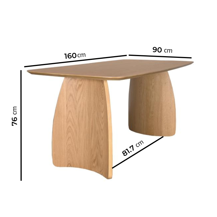Oak Curved Leg Dining Table - Seats 4 - 6 - Leona