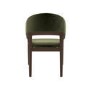 Round Walnut Dining Table Set with 4 Olive Green Velvet Chairs - Seats 4 - Leona