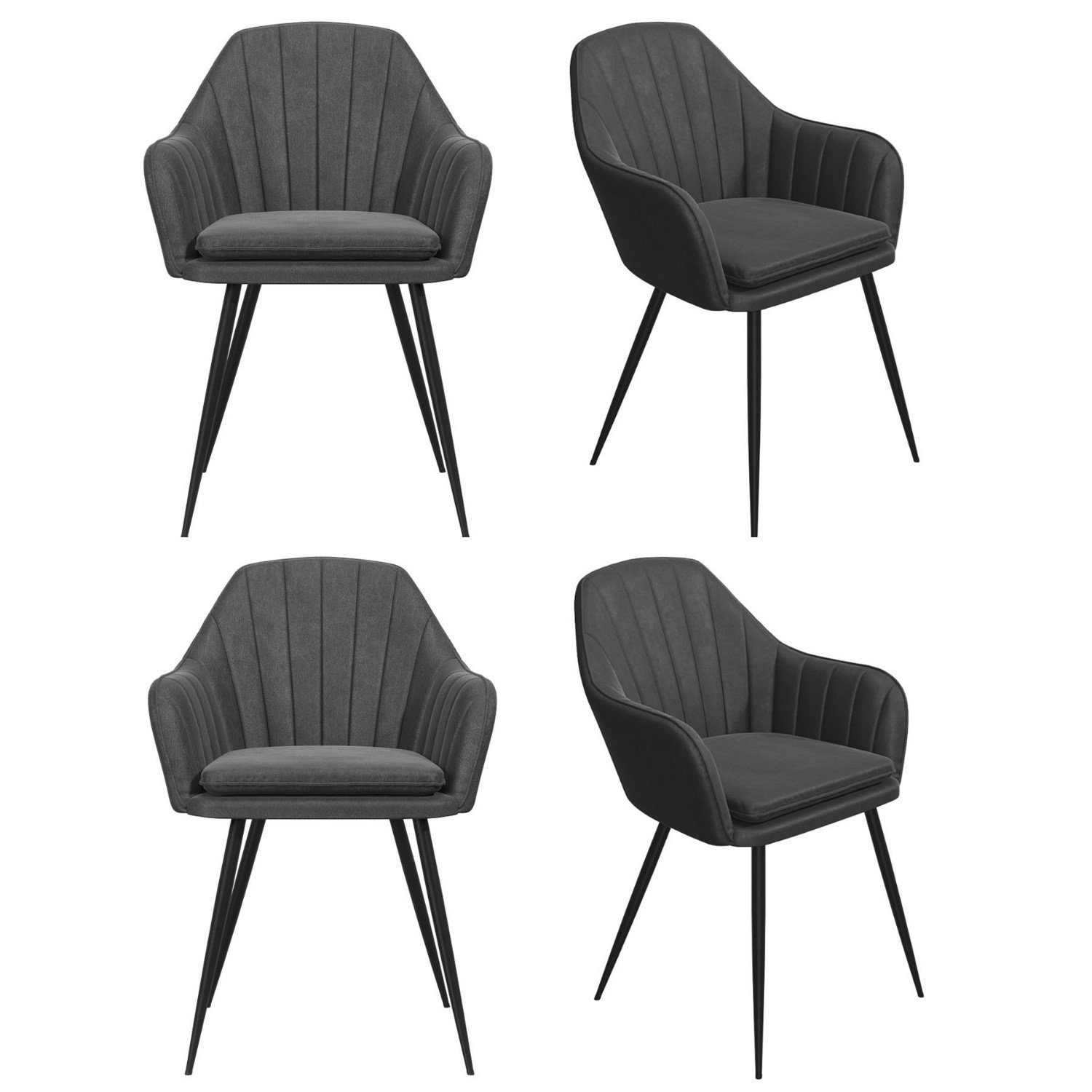 Set of 4 Grey Faux Leather Dining Chairs Logan BuyItDirect.ie