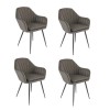 Set Of 4 Dove Grey Faux Leather Tub Dining Chairs - Logan