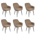 BUN/LOG008/98169 Set of 6 Beige Faux Leather Dining Chairs - Logan