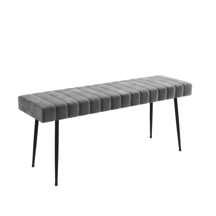 Grey Velvet Hallway Bench - Seats 2 - Logan
