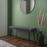 Large Grey Faux Leather Hallway Bench - Seats 2 - Logan Large Grey Faux Leather Hallway Bench - Seats 2 - Logan