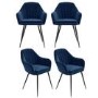 Set of 4 Navy Blue Velvet Tub Dining Chairs - Logan