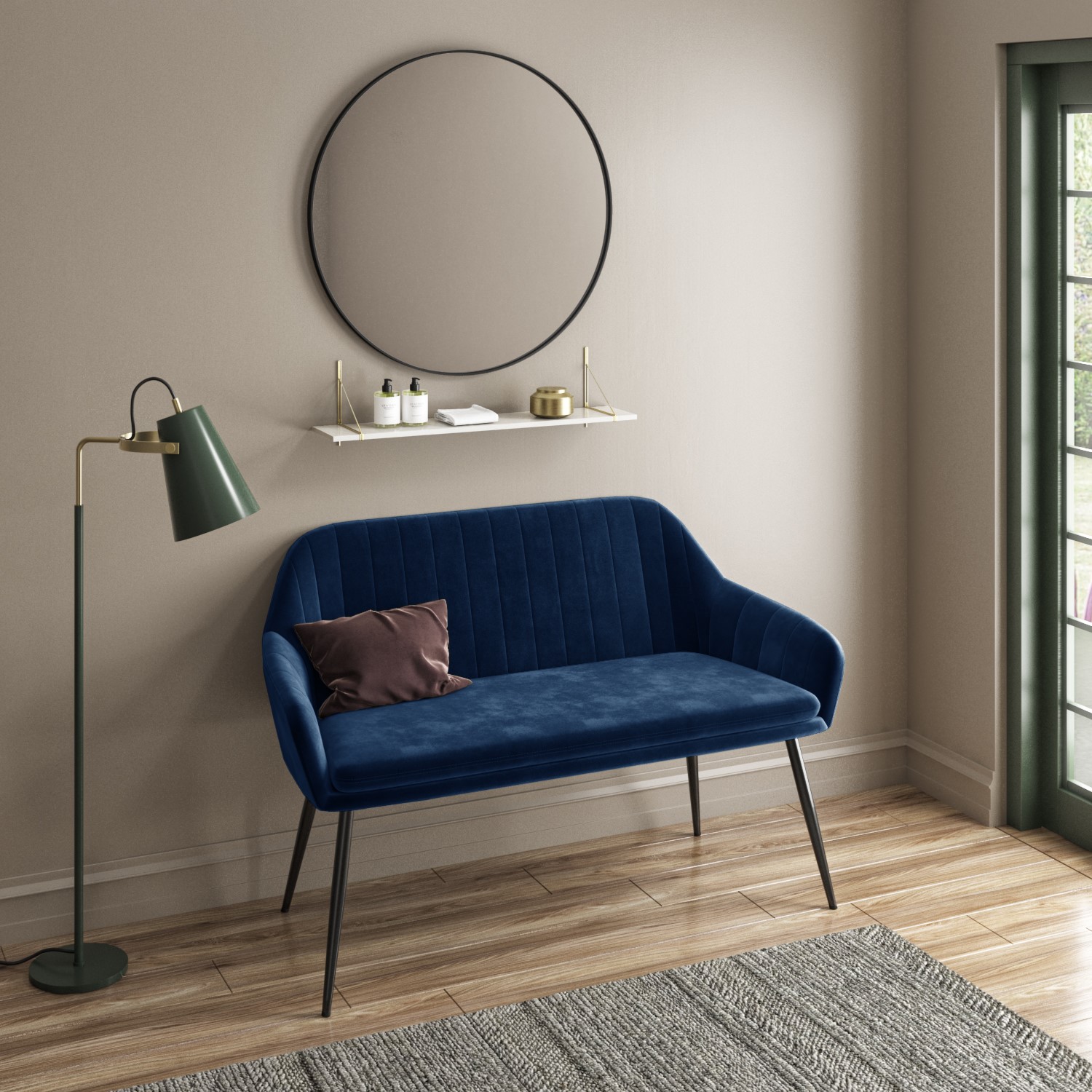 Blue sales hallway bench
