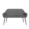 Large Grey Faux Leather Hallway Bench with Back - Seats 2 - Logan