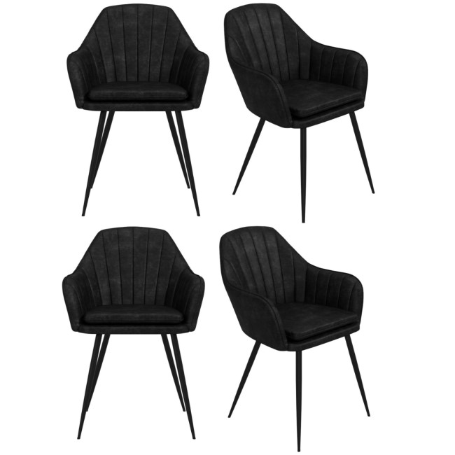 Set of 4 Black Faux Leather Dining Chairs - Logan