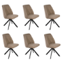 Set of 6 Beige Faux Leather Swivel Dining Chairs - Logan