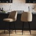 Set of 2 Beige Faux Leather Swivel Kitchen Stools - Logan