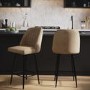 Set of 2 Beige Faux Leather Swivel Kitchen Stools - Logan