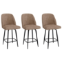 Set of 3 Beige Faux Leather Swivel Kitchen Stools - Logan