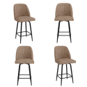 BUN/LOG033S/98051 Set of 4 Beige Faux Leather Swivel Kitchen Stools - Logan