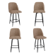 Set of 4 Beige Faux Leather Swivel Kitchen Stools - Logan