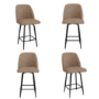 Set of 4 Beige Faux Leather Swivel Kitchen Stools - Logan