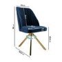 Set of 2 Navy Velvet Swivel Dining Chairs with Gold Legs - Logan
