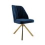 Set of 2 Navy Velvet Swivel Dining Chairs with Gold Legs - Logan