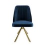 Set of 2 Navy Velvet Swivel Dining Chairs with Gold Legs - Logan