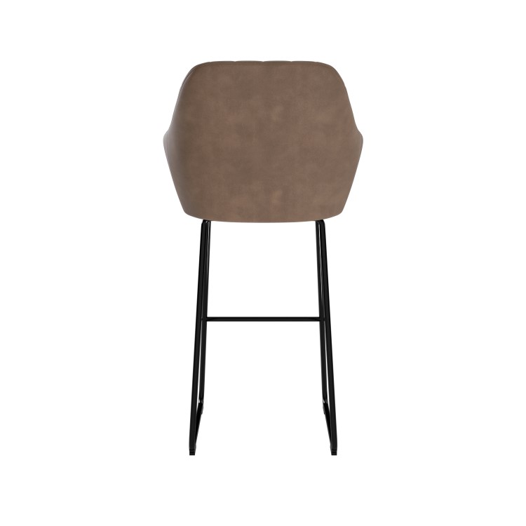 Beige Faux Leather Bar Stool with Back - 77cm - Logan