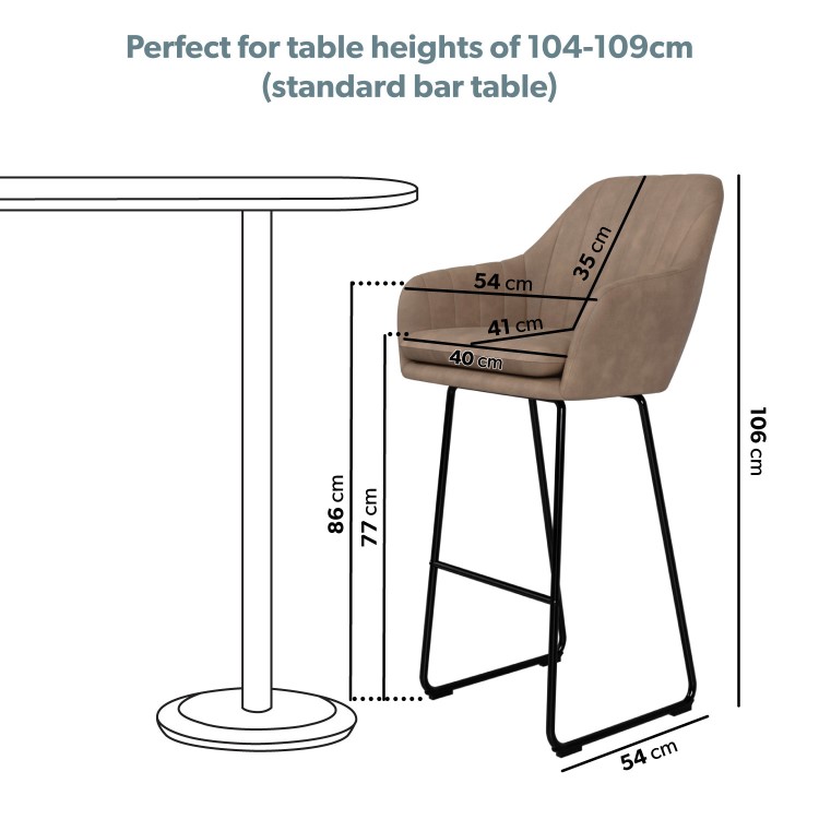 Beige Faux Leather Bar Stool with Back - 77cm - Logan