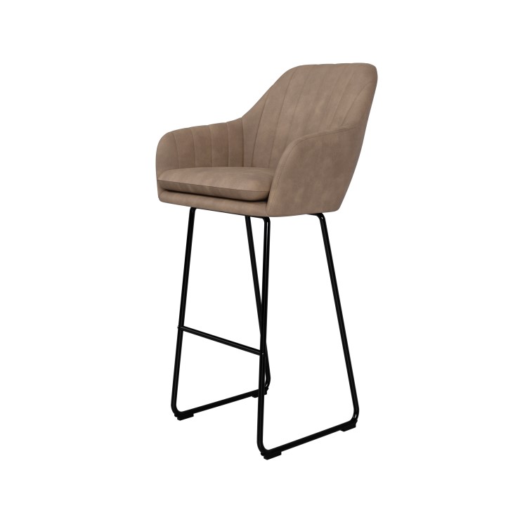 Beige Faux Leather Bar Stool with Back - 77cm - Logan