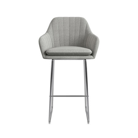 Set of 2 Grey Fabric Bar Stool with Back - 77cm - Logan