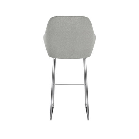 Set of 2 Grey Fabric Bar Stool with Back - 77cm - Logan