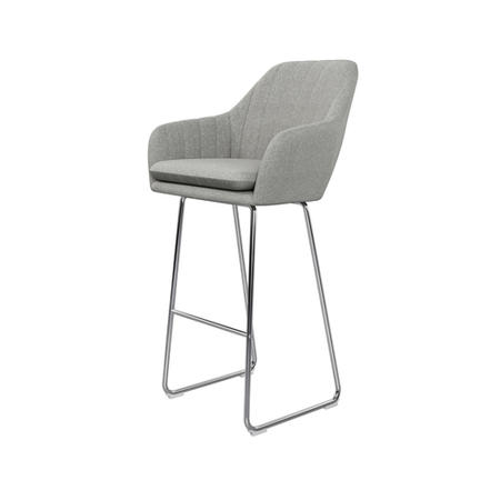 Set of 2 Grey Fabric Bar Stool with Back - 77cm - Logan