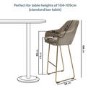 Set of 2 Mink Matt Velvet Bar Stool with Brass Legs - 77cm - Logan