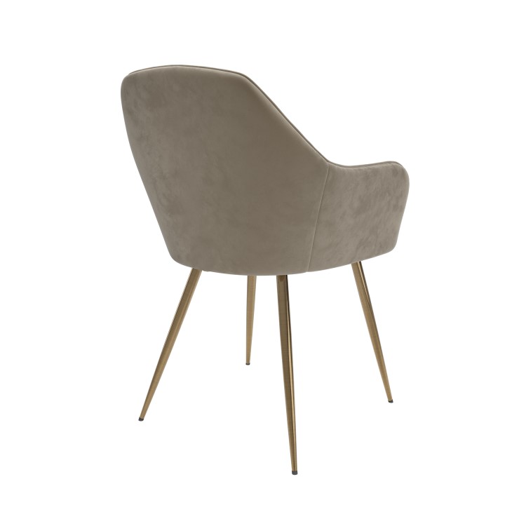 Set of 6 Logan Mink Matt Velvet Dining chairs with Brass Legs