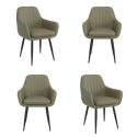 BUN/LOG043/97642 Set of 4 Sage Green Faux Leather Dining Chairs - Logan