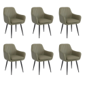 BUN/LOG043/98054 Set of 6 Sage Green Faux Leather Dining Chairs - Logan