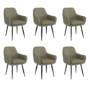 Set of 6 Sage Green Faux Leather Dining Chairs - Logan