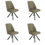 Set of 4 Sage Green Faux Leather Swivel Dining Chairs - Logan