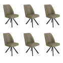 BUN/LOG044/99023 Set of 6 Sage Green Faux Leather Swivel Dining Chairs - Logan