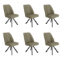 Set of 6 Sage Green Faux Leather Swivel Dining Chairs - Logan