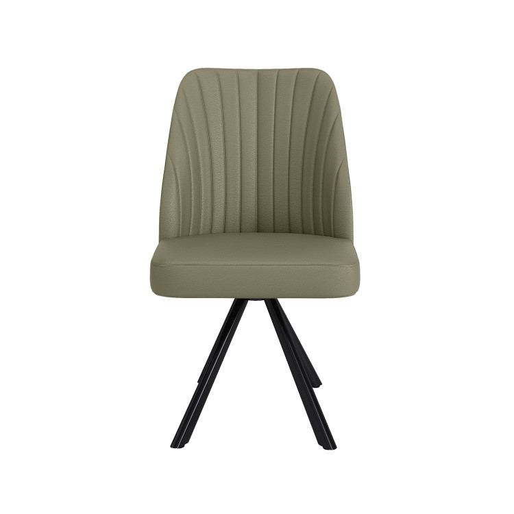 Set of 4 Sage Green Faux Leather Swivel Dining Chairs - Logan